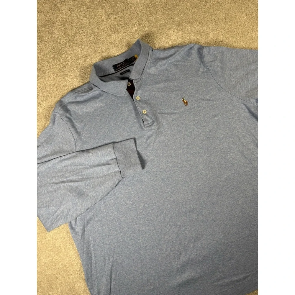Polo Ralph‎ Lauren Men's XL Henley Heather Blue Classic fit L/S Flesh pony Boxy